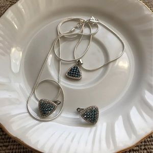 Triangles Topaz Turkish Earrings and Necklace